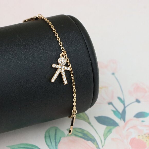 "Chic Rose Gold Charm Bracelet with Crown, Music & Stick Figure, XPBL0872 - Picture 6 of 12